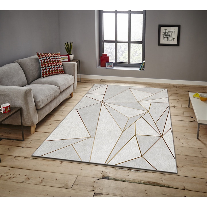 Килим Asi Home 3D Gold, 160 x 230 см, Полиестер, Многоцветен