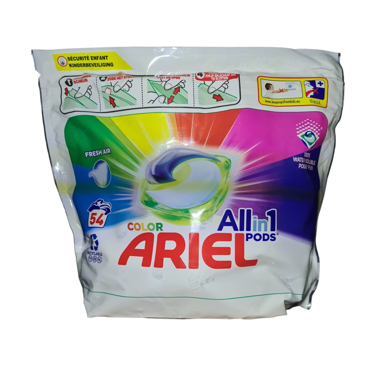 Перилен препарат Ariel Color All in 1 Pods Fresh Air, 54 пранета eMAG.bg
