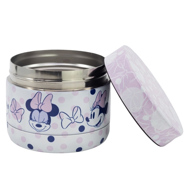 Termikus tartály élelmiszerek tárolására, gyerekeknek, rozsdamentes acél, 360 ml, többszínű, Minnie egér, Disney