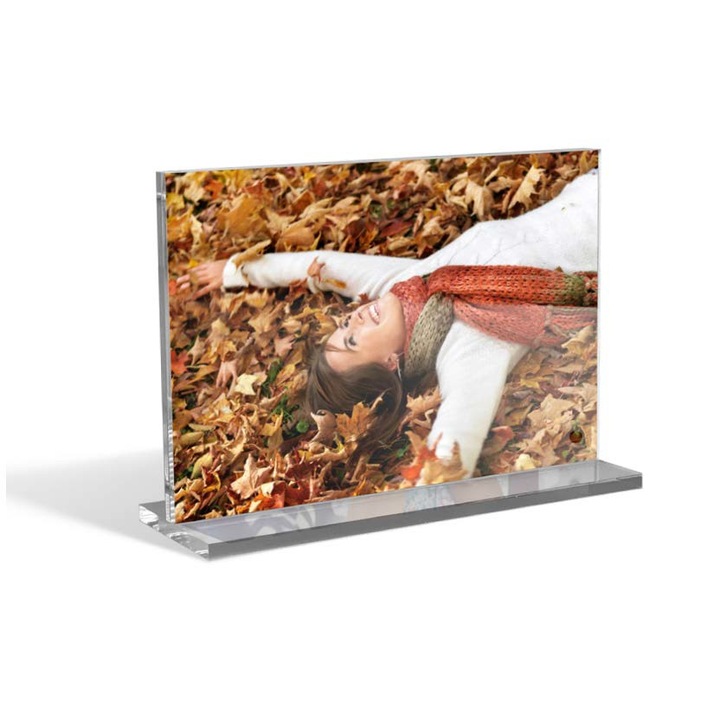 Магнитна рамка за снимки, Акрил, Прозрачна, двустранна, 10x15