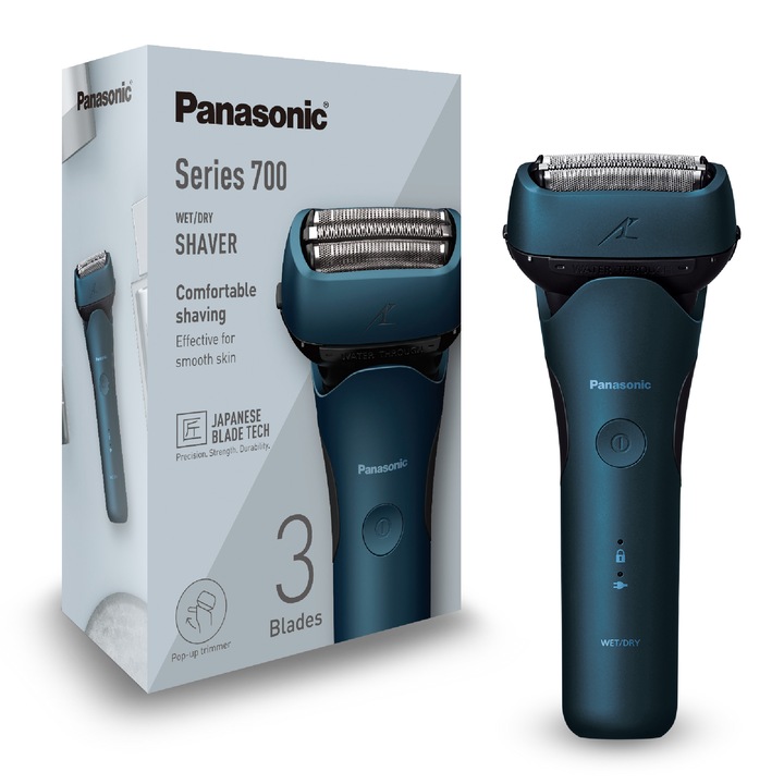Aparat de ras Panasonic ES-LT4B-A803, 3 lame "Japanese Blade Technology", Trimmer, Senzor pentru barba, 45min autonomie Li-Ion, Wet & Dry, Mod "Shaving Foam" / Spumă de ras