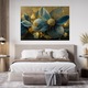 Tablou Canvas, Dormitor, Living, Floral, Modern, Albastru si Auriu, 50x70 cm