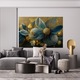 Tablou Canvas, Dormitor, Living, Floral, Modern, Albastru si Auriu, 50x70 cm