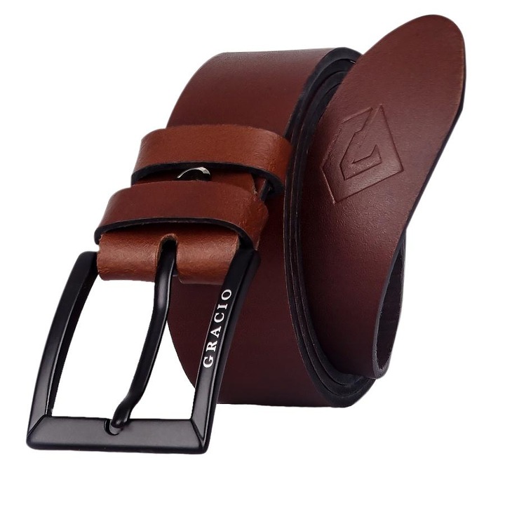 Curea barbati, Piele naturala, Maro, Gracio GT-01, Maro, 115