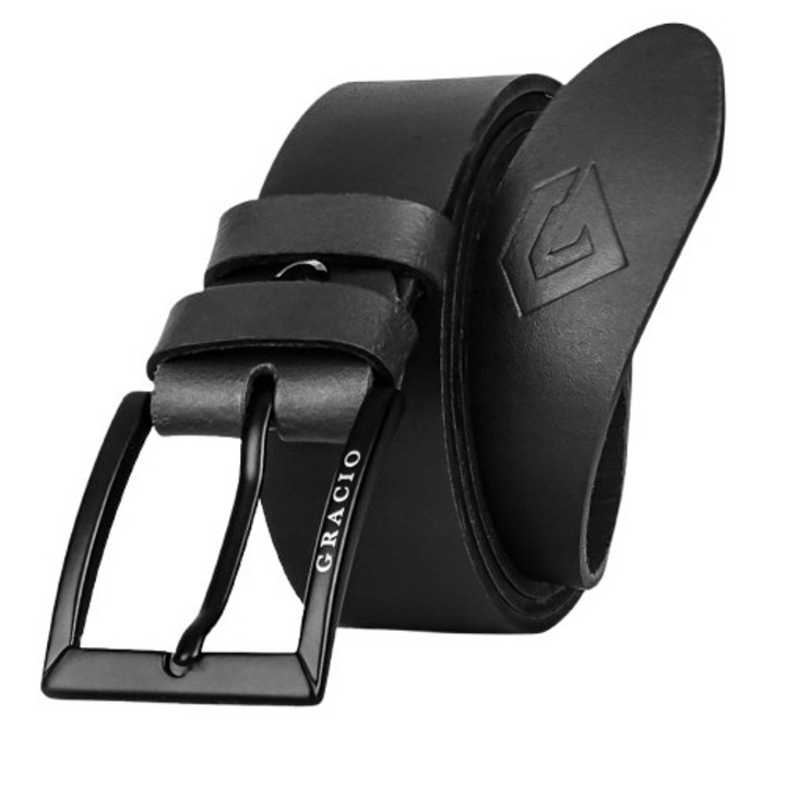 Curea barbati, Piele naturala, Negru, Gracio GT-02, Negru, 150