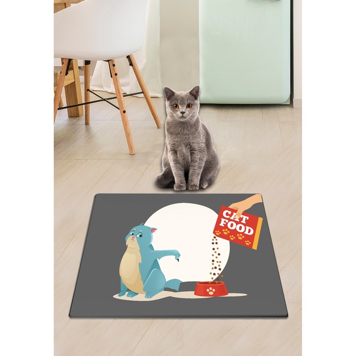 Подложка за котешка тоалетна Asi Home Cats Food, 40 x 60 см, PVC, многоцветна