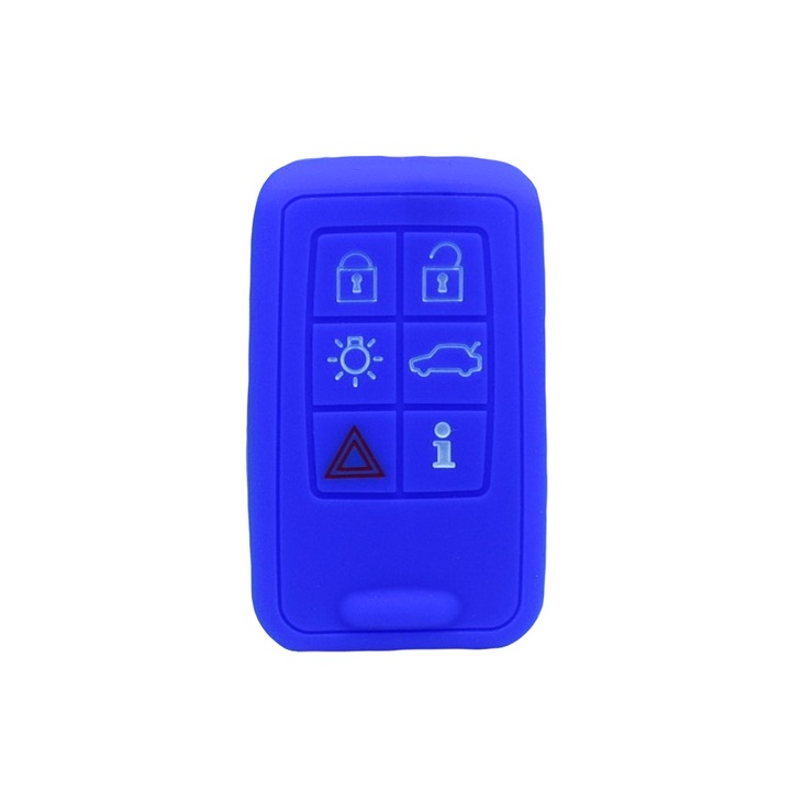 Husa cheie silicon Volvo, 6 butoane, albastru inchis