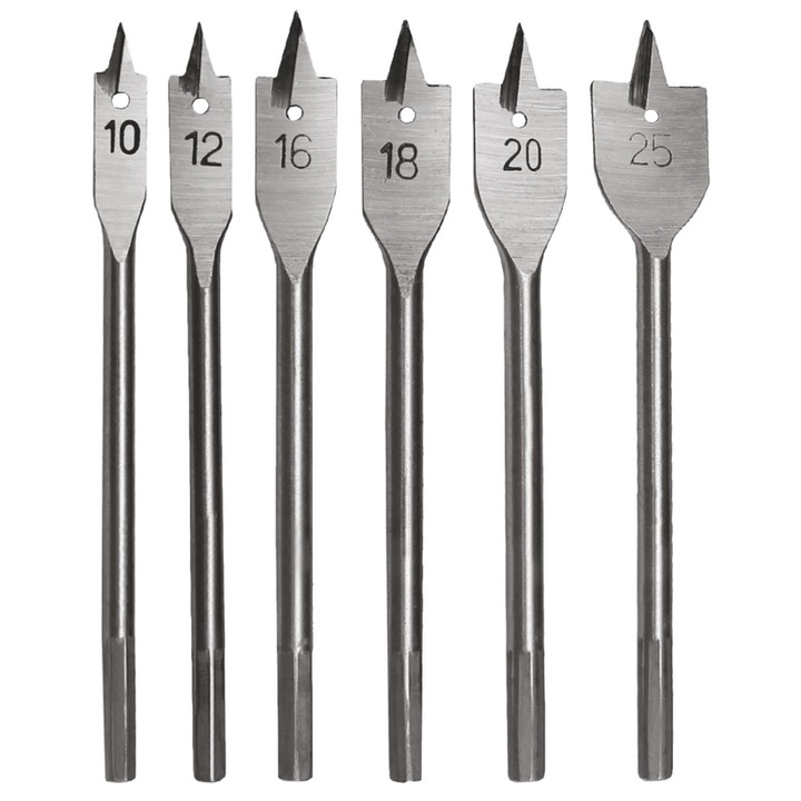 Freza pentru lemn, 6 buc /set, (10,12,16,18,20,25) x 160 mm