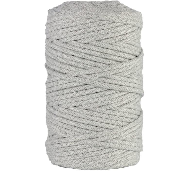 Makramé zsinór, Netuno, Pamut, 3 mm, 100 m, Világosszürke