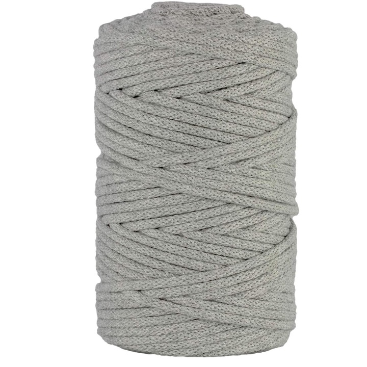Makramé zsinór, Netuno, Pamut, 3 mm, 100 m, Szürke