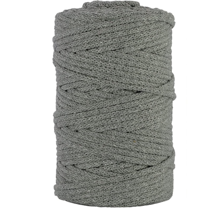 Makramé zsinór, Netuno, Pamut, 3 mm, 100 m, Sötétszürke