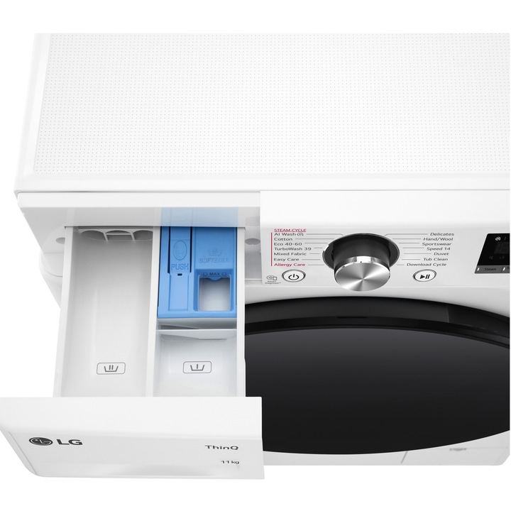 Masina de spalat rufe LG F4WR711S2W, 11 kg, 1400 rpm, Clasa A, Motor AI Direct Drive, WiFi, Smart Diagnosis, TurboWash, Alb