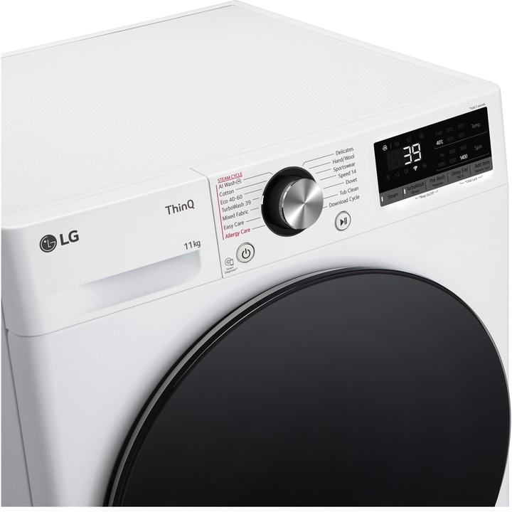Masina de spalat rufe LG F4WR711S2W, 11 kg, 1400 rpm, Clasa A, Motor AI Direct Drive, WiFi, Smart Diagnosis, TurboWash, Alb