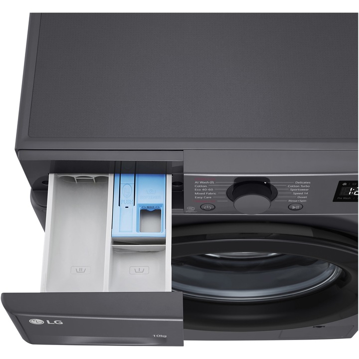 Masina de spalat rufe LG F4WR510SBM, 10 kg, 1400 rpm, Clasa A, Motor AI Direct Drive, AI Wash, Smart Diagnosis, Negru