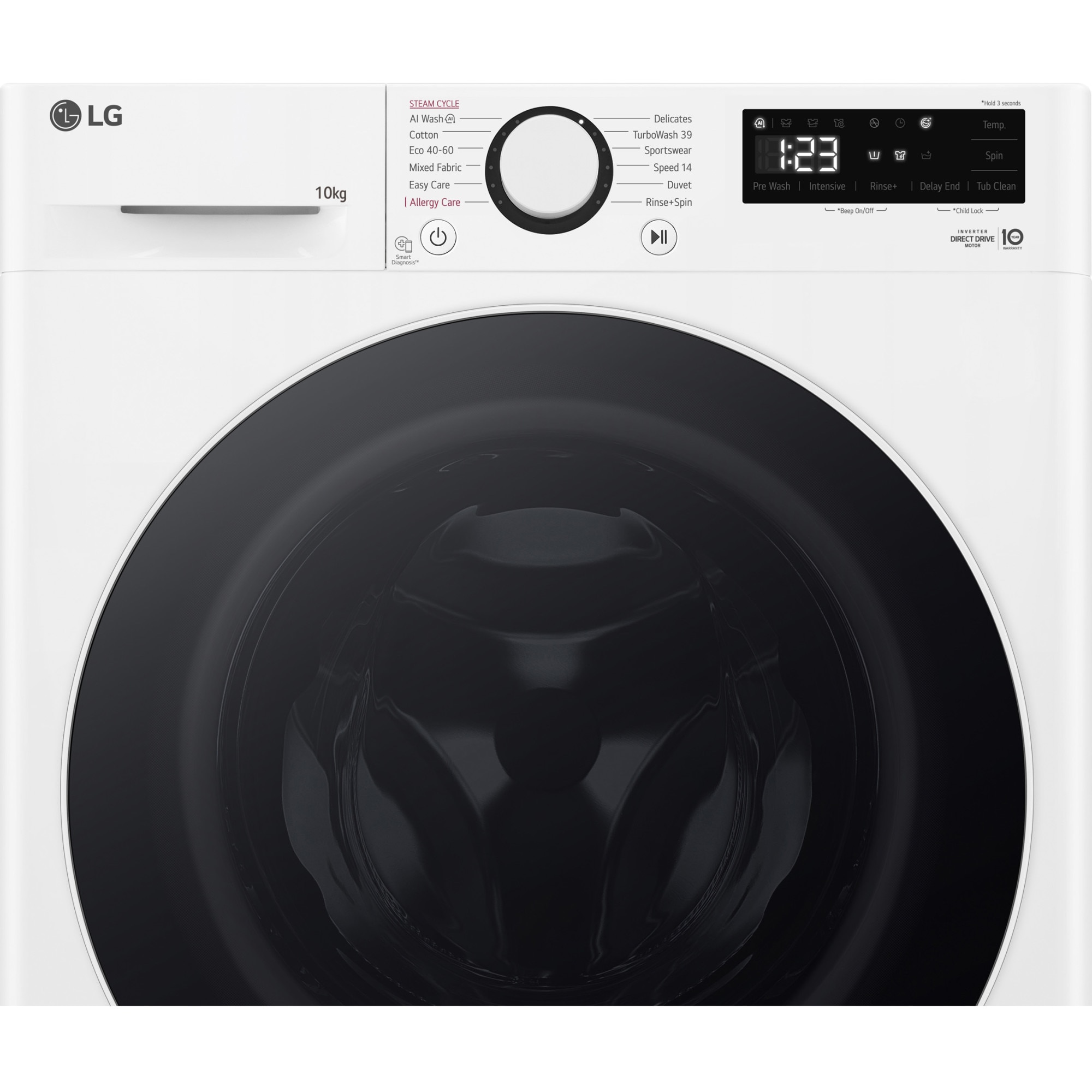 Masina de spalat rufe LG F4WR510S0W, 10 kg, 1400 rpm, Clasa A, Motor AI Direct Drive, TurboWash, Smart Diagnosis, Alb