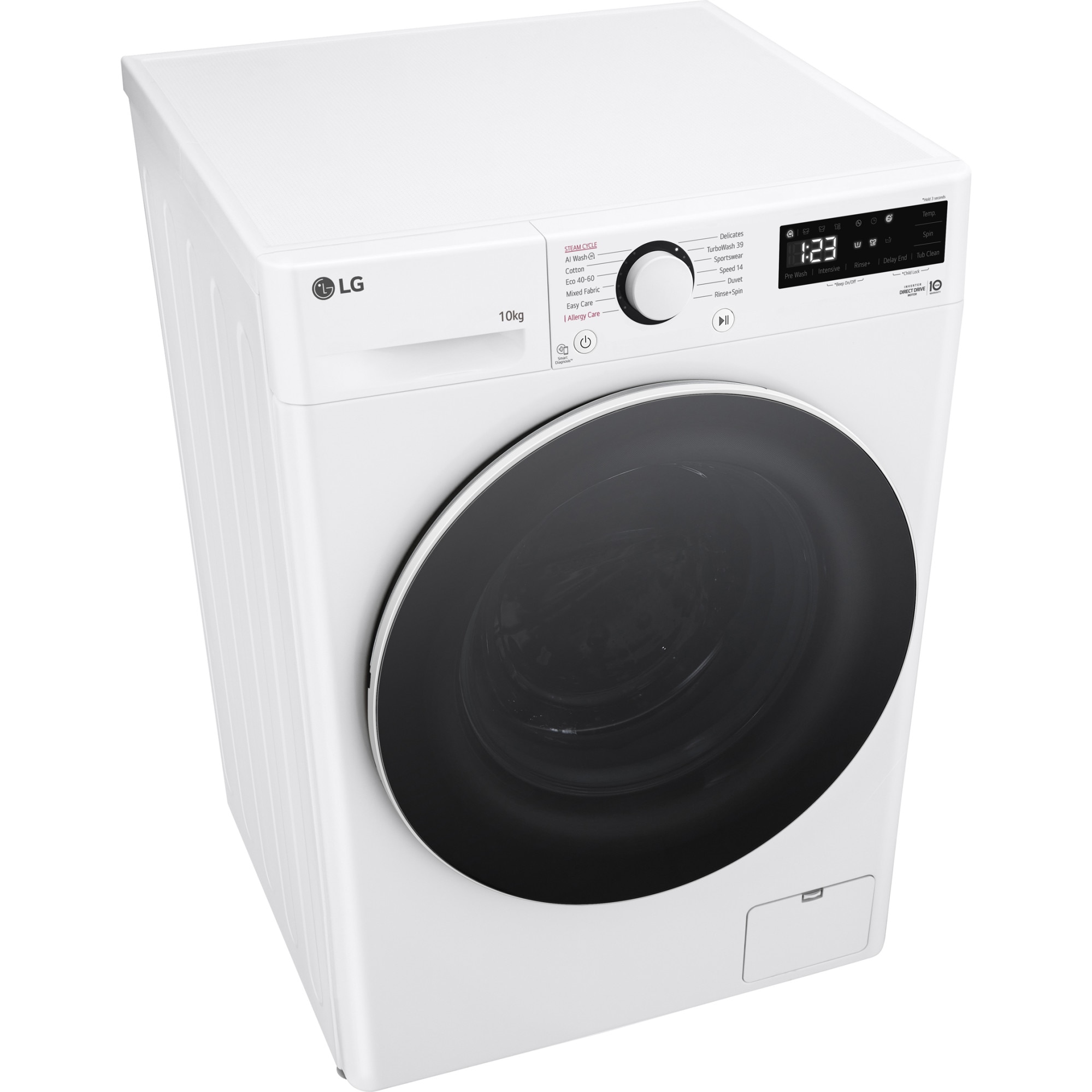 Masina de spalat rufe LG F4WR510S0W, 10 kg, 1400 rpm, Clasa A, Motor AI Direct Drive, TurboWash, Smart Diagnosis, Alb