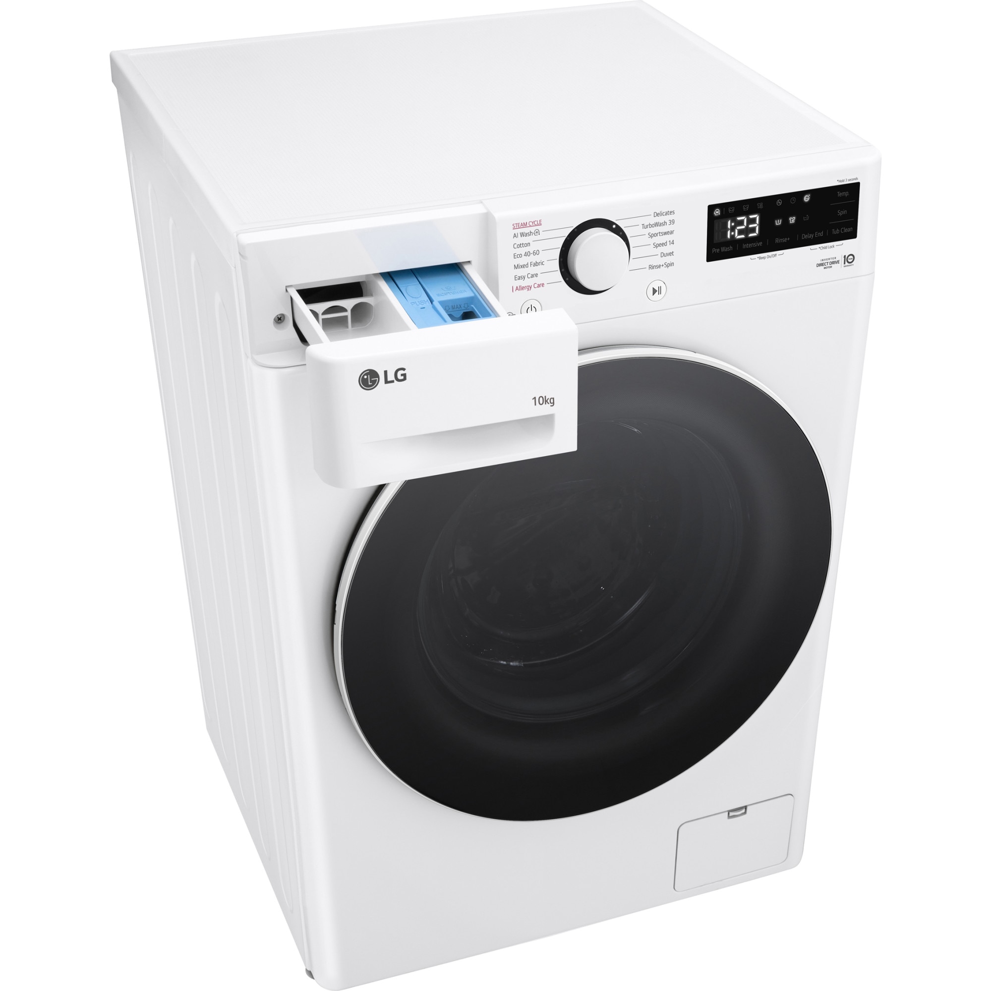 Masina de spalat rufe LG F4WR510S0W, 10 kg, 1400 rpm, Clasa A, Motor AI Direct Drive, TurboWash, Smart Diagnosis, Alb