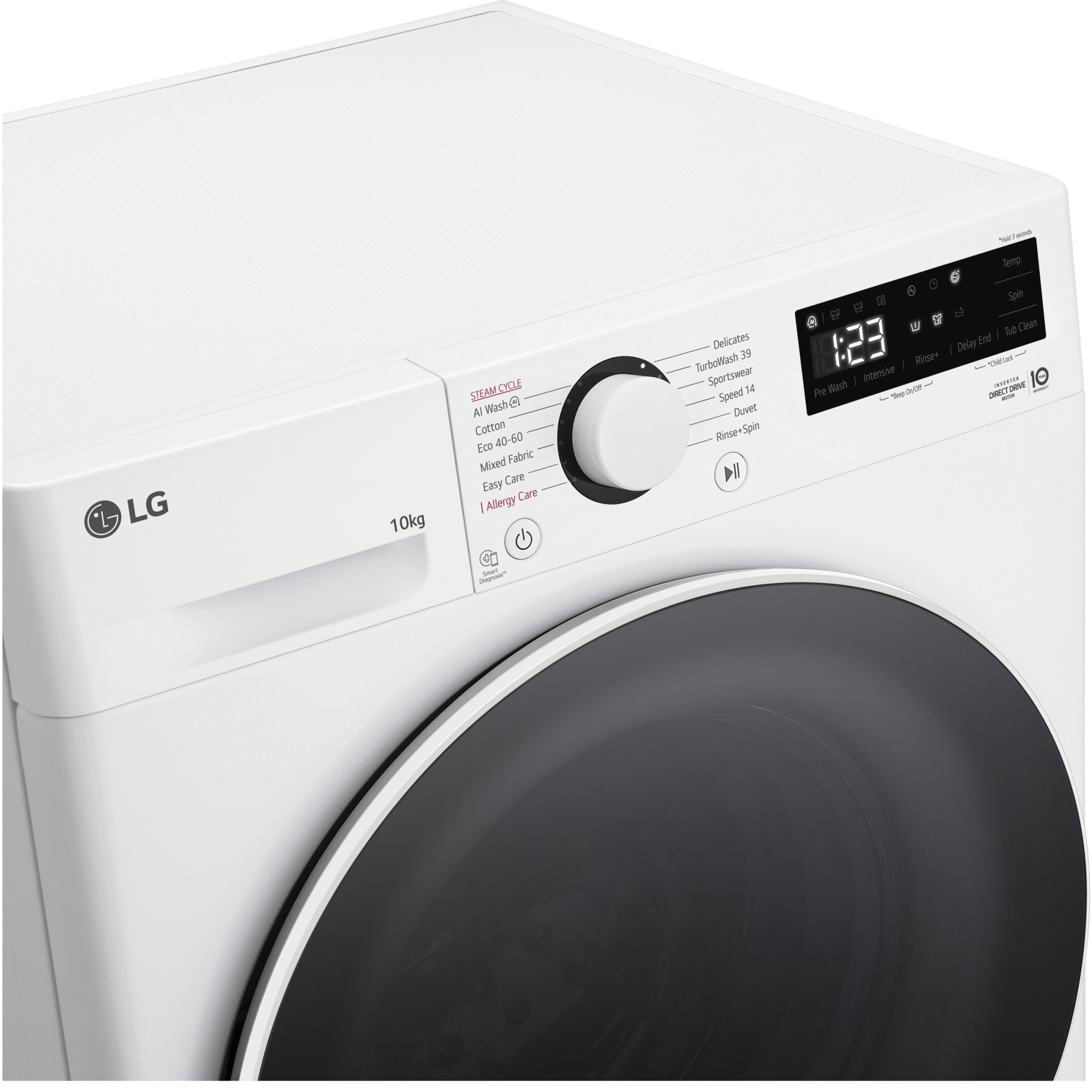 Masina de spalat rufe LG F4WR510S0W, 10 kg, 1400 rpm, Clasa A, Motor AI Direct Drive, TurboWash, Smart Diagnosis, Alb