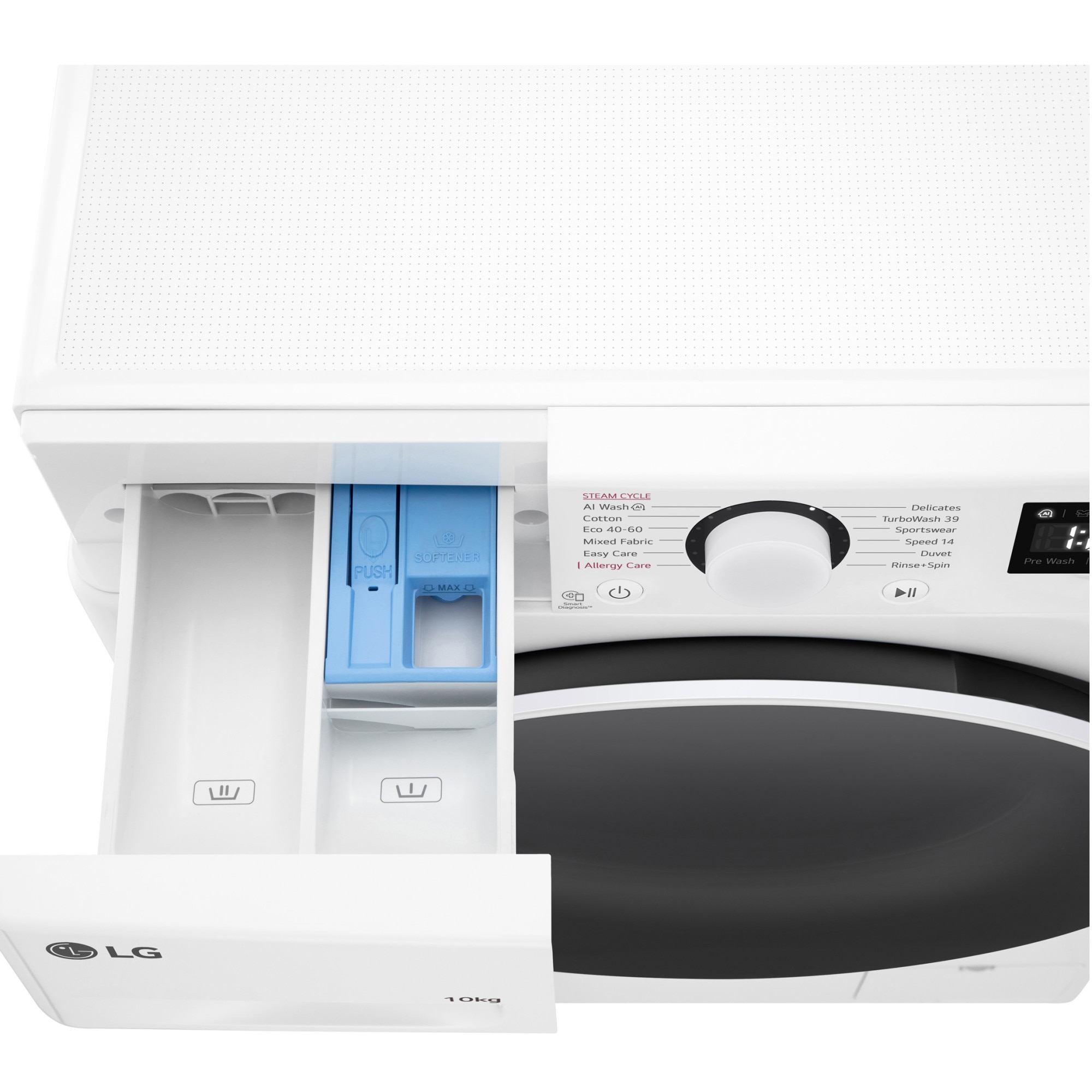 Masina de spalat rufe LG F4WR510S0W, 10 kg, 1400 rpm, Clasa A, Motor AI Direct Drive, TurboWash, Smart Diagnosis, Alb