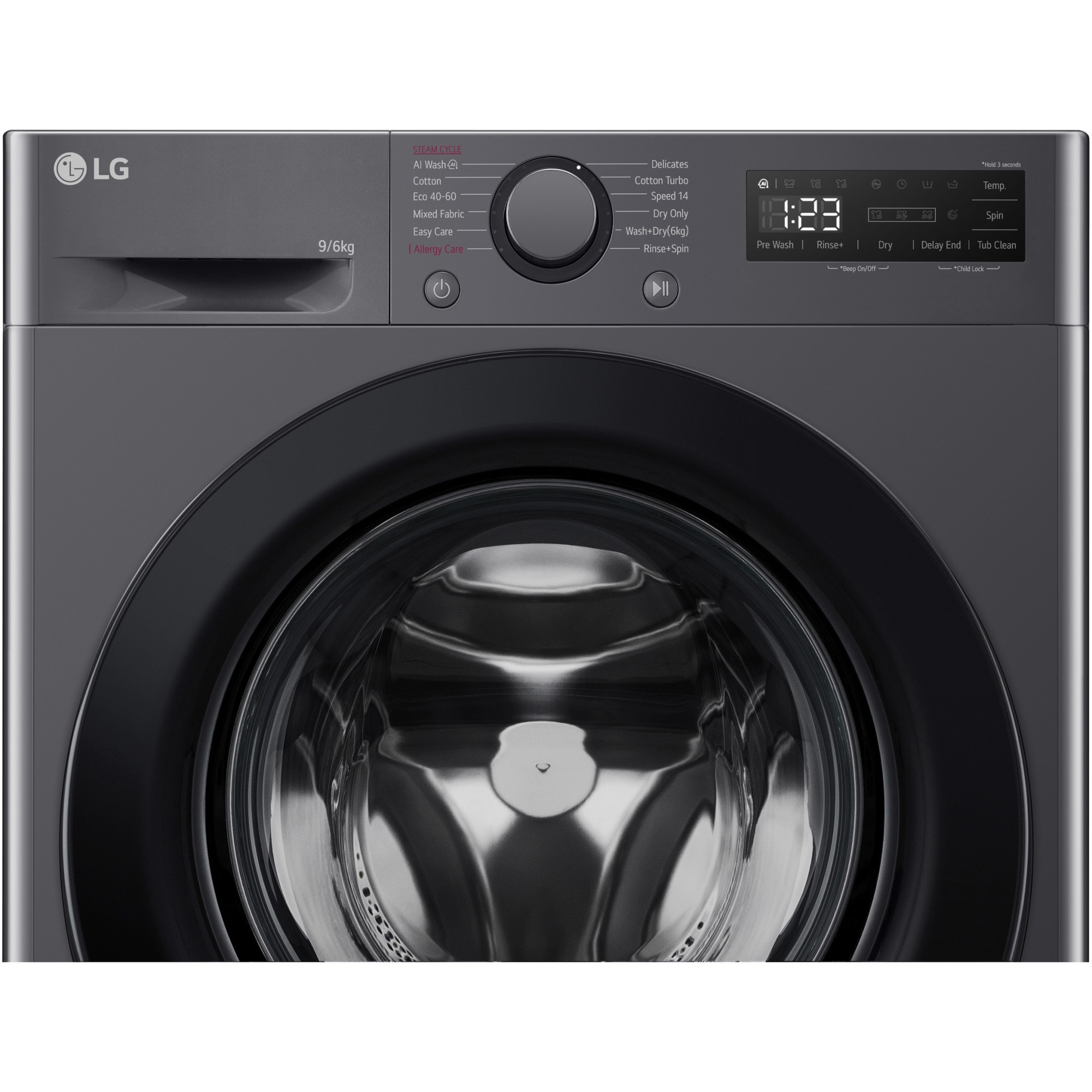 Masina de spalat rufe cu uscator LG F4DR509SBM, 9 kg Spalare, 6 kg Uscare, 1400 rpm, Clasa D, Motor Direct Drive, TurboWash, Negru