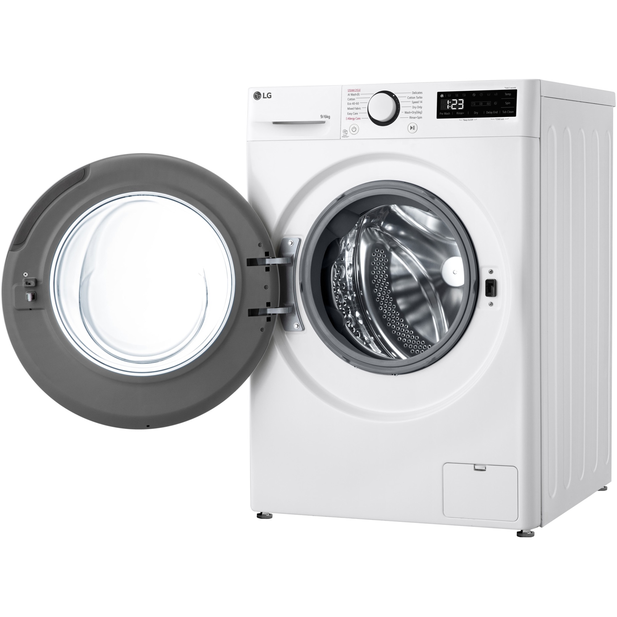 Masina de spalat rufe cu uscator LG F4DR509SBW, 9 kg Spalare, 6 kg Uscare, 1400 rpm, Clasa B, Motor Direct Drive, Alb