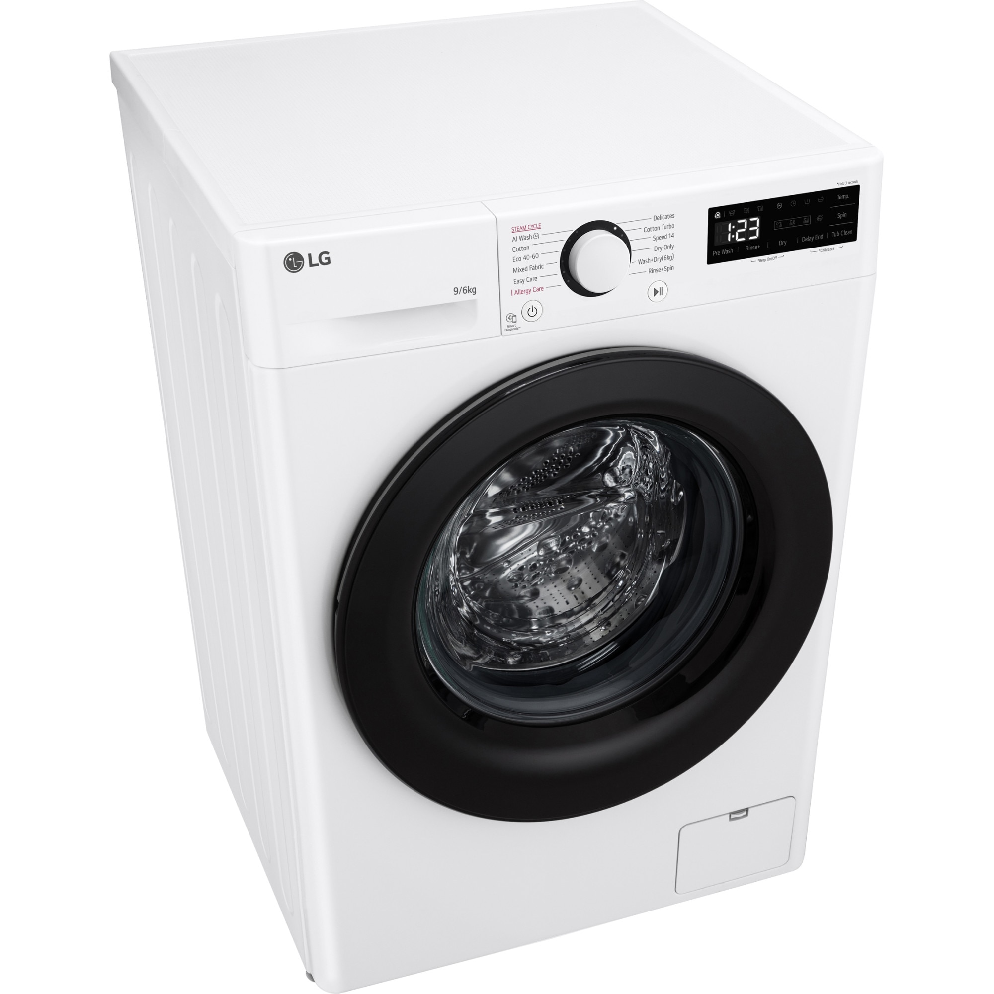 Masina de spalat rufe cu uscator LG F4DR509SBW, 9 kg Spalare, 6 kg Uscare, 1400 rpm, Clasa B, Motor Direct Drive, Alb