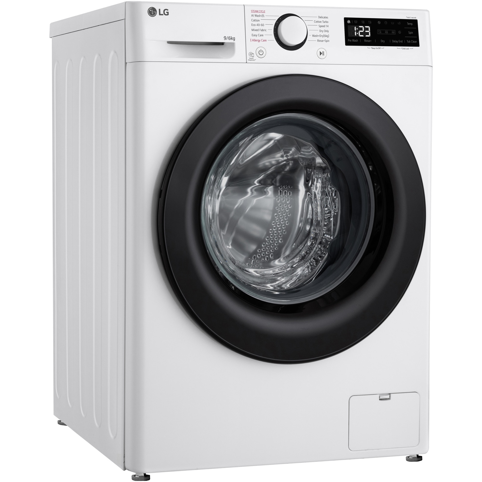 Masina de spalat rufe cu uscator LG F4DR509SBW, 9 kg Spalare, 6 kg Uscare, 1400 rpm, Clasa B, Motor Direct Drive, Alb