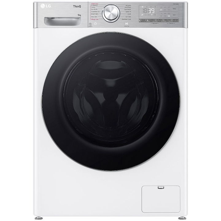 Masina de spalat rufe LG F2WR909P3W, 9 kg, 1200 rpm, Clasa A, Motor Direct Drive, Steam+, Smart Diagnosis, Alb