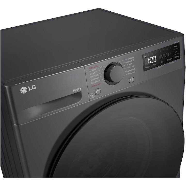 Masina de spalat rufe cu uscator LG F4DR510S2M, 10 kg Spalare, 6 kg Uscare, 1400 rpm, Clasa B, Motor Direct Drive, TurboWash, Negru