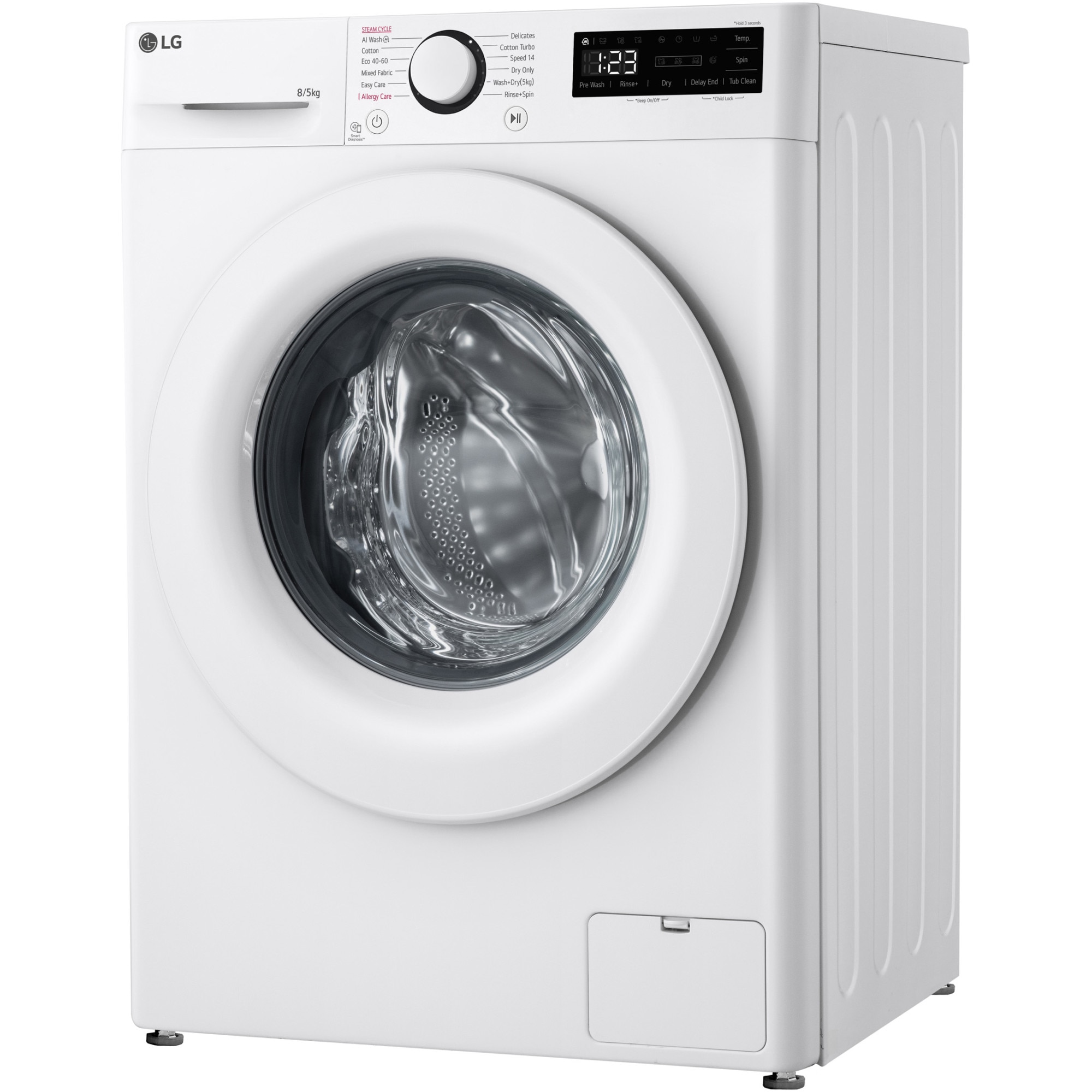 Masina de spalat rufe cu uscator LG F2DR508SWW, 8 kg Spalare, 5 kg Uscare, 1200 rpm, Motor Direct Drive, Clasa B, Alb