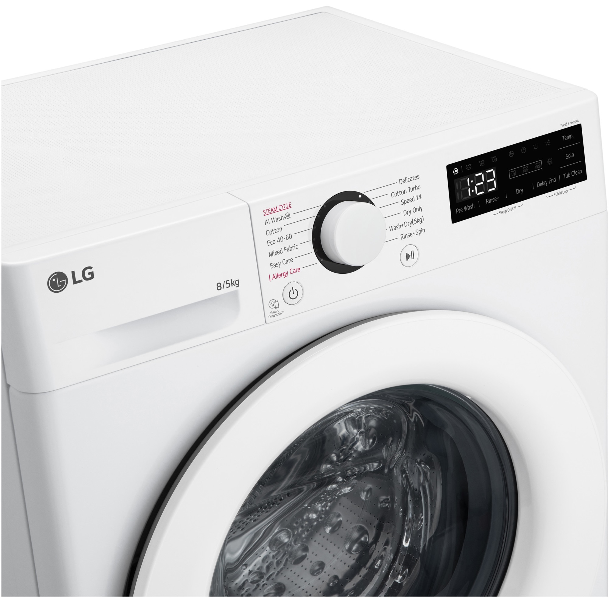Masina de spalat rufe cu uscator LG F2DR508SWW, 8 kg Spalare, 5 kg Uscare, 1200 rpm, Motor Direct Drive, Clasa B, Alb