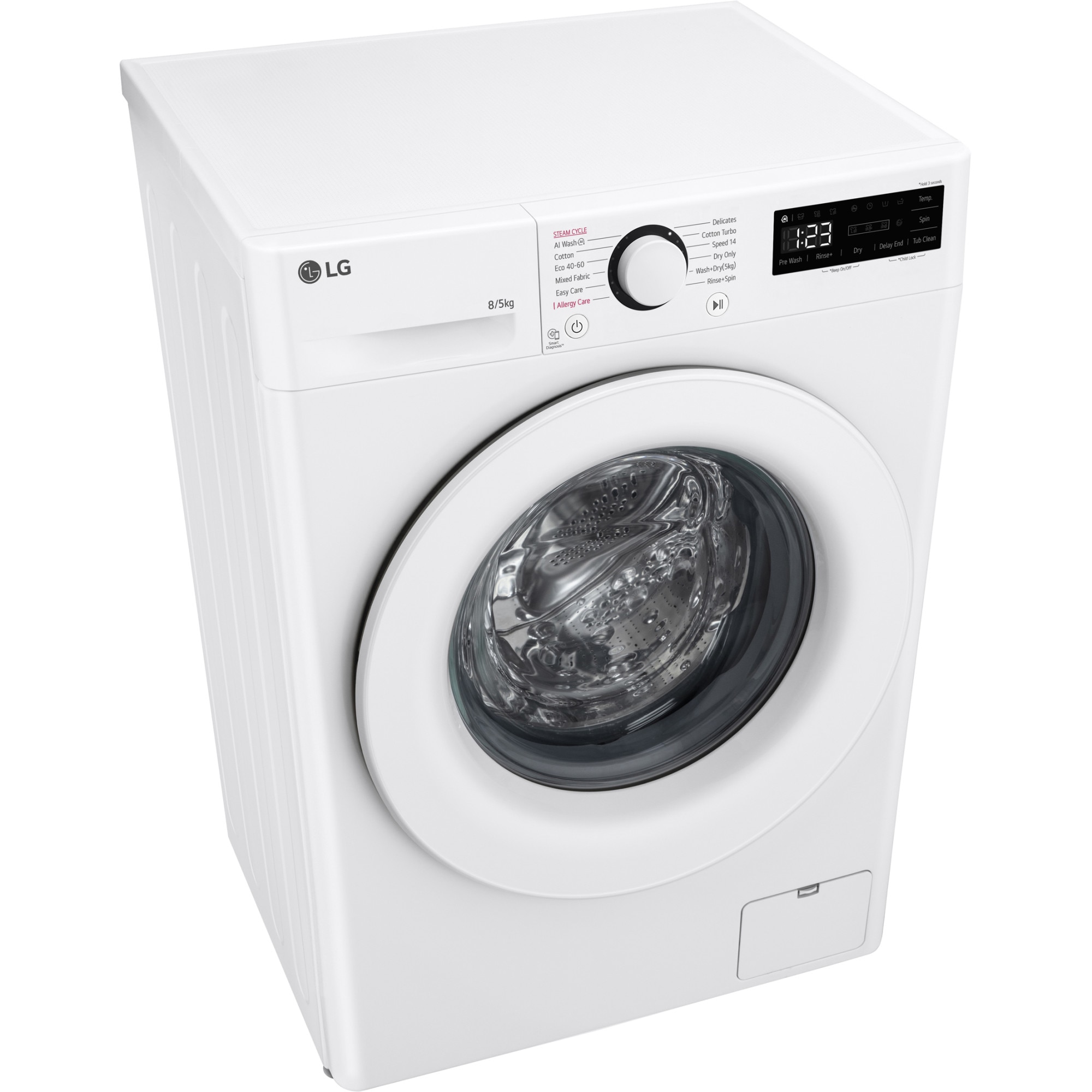 Masina de spalat rufe cu uscator LG F2DR508SWW, 8 kg Spalare, 5 kg Uscare, 1200 rpm, Motor Direct Drive, Clasa B, Alb