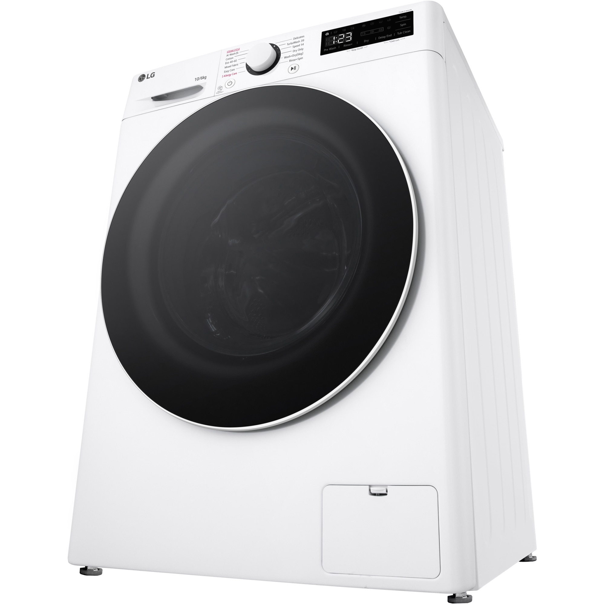 Masina de spalat rufe cu uscator LG F4DR510S0W, 10 kg Spalare, 6 kg Uscare, 1400 rpm, Clasa B, Motor Direct Drive, TurboWash, Alb