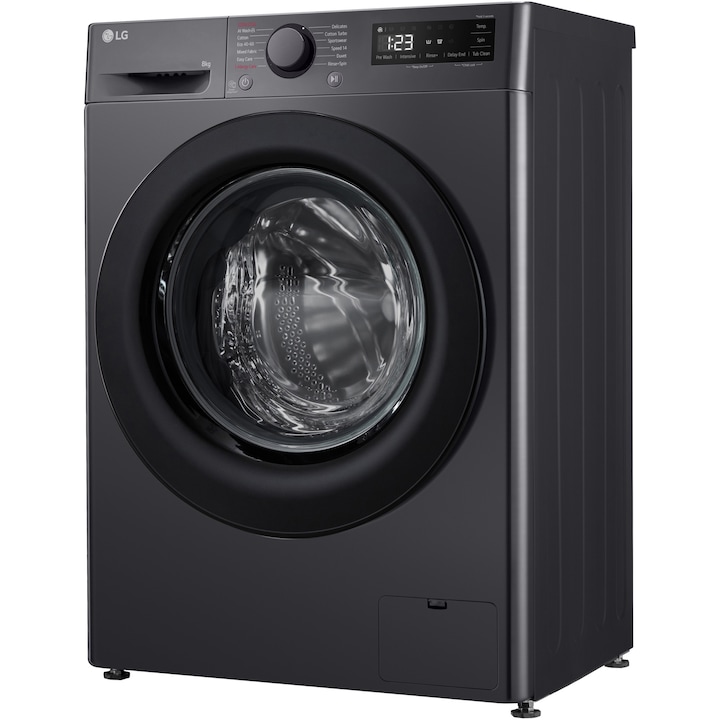 Masina de spalat rufe Slim LG F2WR508SBM, 8 kg, 1200 rpm, Clasa A, Motor Direct Drive, Smart Diagnosis, Negru