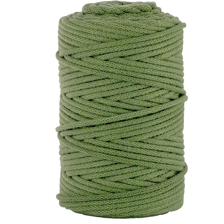 Makramé zsinór, netuno, pamut, 3 mm, 100 m, pisztácia zöld