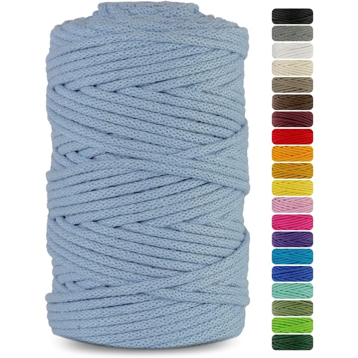 Snur din bumbac, Weba, 5 mm, Albastru deschis