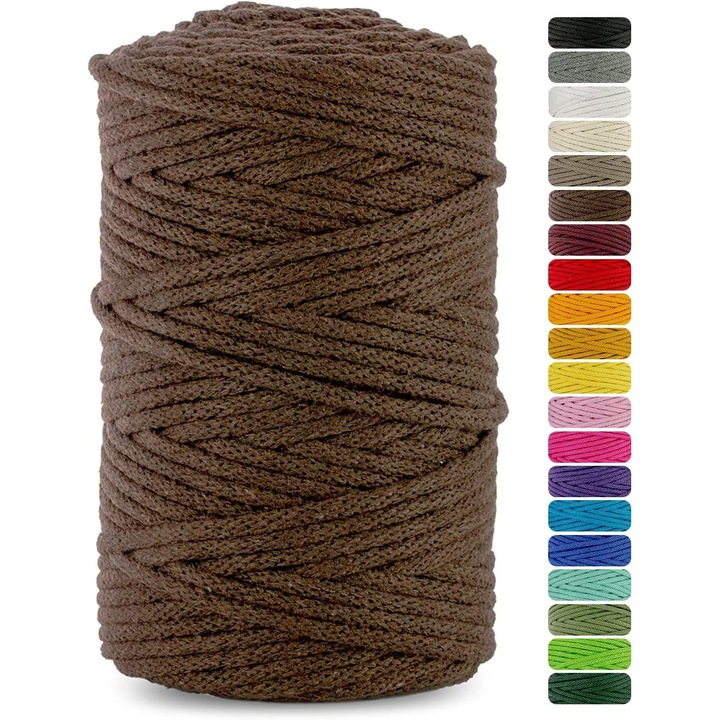 Snur pentru macrame, Netuno, Bumbac, 3 mm, 100 m, Maro