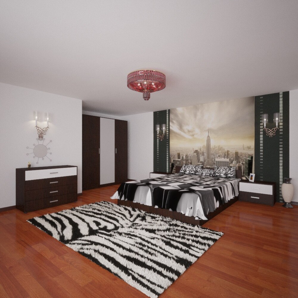 Set dormitor Steisi,wenge-alb,pat 160x200