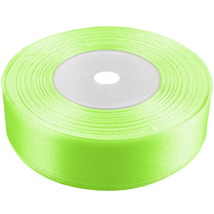 Szatén díszítő szalag, Netuno, Ideális meghívókhoz és üdvözlőlapokhoz, 25 mm, 32 m, Neon zöld