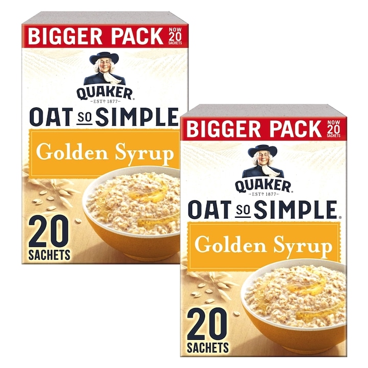 Set 2 x Cereale Quaker fulgi ovaz Golden Syrup 720 g