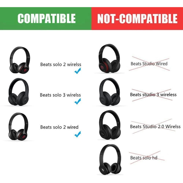 Banda superioara din plastic pentru casti Beats Solo3, Solo 2 Wireless, On-Ear - Rosu