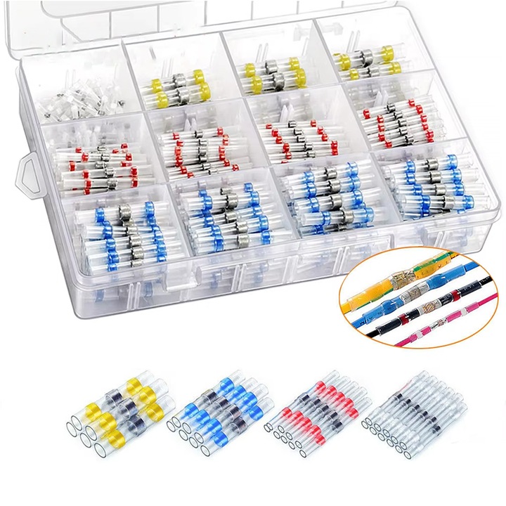 Set 300 conectori termocontractabili pentru lipire conductori electrici, Multicolor