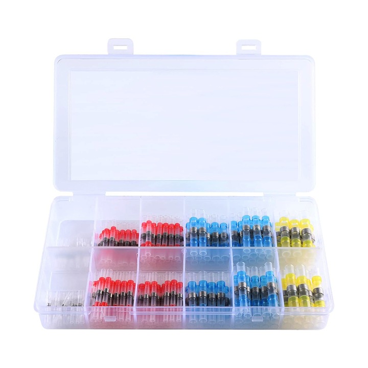 Set 200 conectori termocontractabili pentru lipire conductori electrici, Multicolor