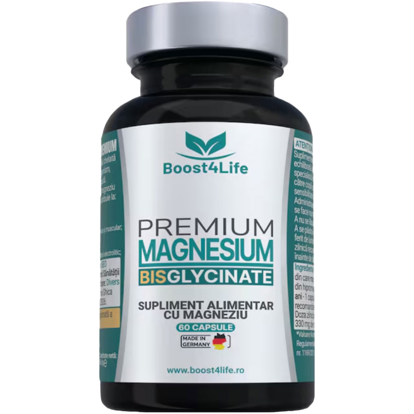 Magneziu bisglicinat Premium, 60 capsule, Boost4Life - imagine 2