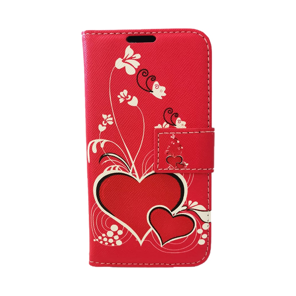 Husa tip carte compatibila cu Samsung Galaxy S5 Mini, G-Tech Heart Flip Book, inchidere magnetica, buzunar card, premium stand, Multicolor