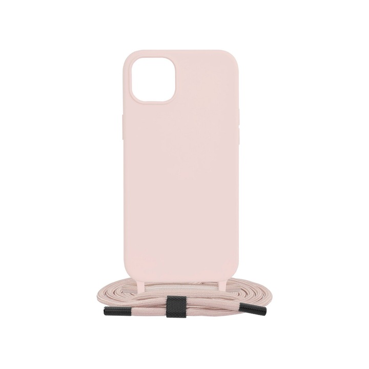 iPhone 15 Plus tok - Techsuit Crossbody Lanyard - rózsaszín