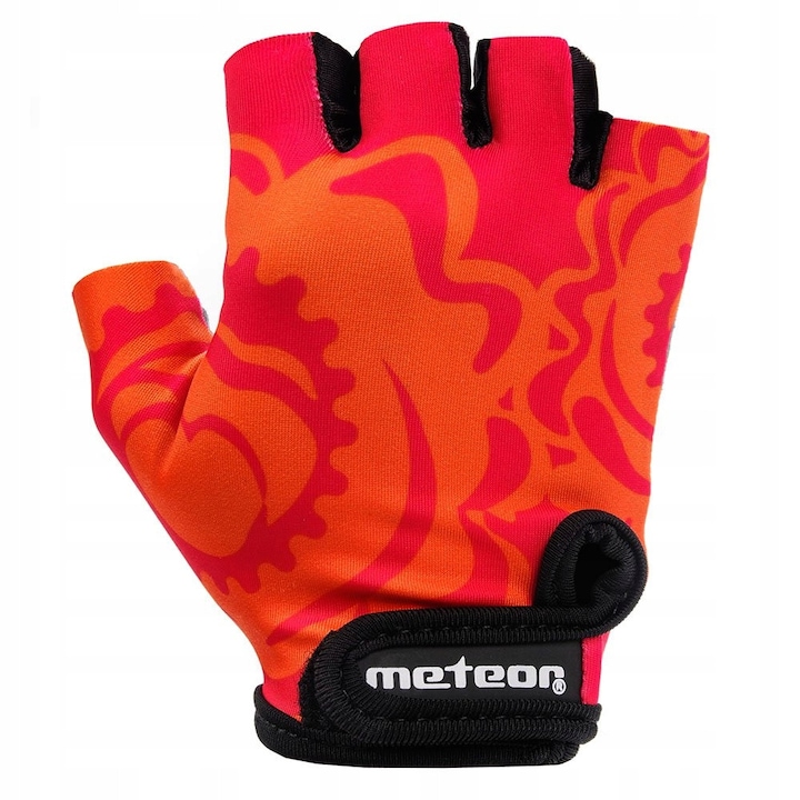Manusi Pentru Bicicleta Copii, Meteor, Junior S, Prindere Sigura, Material Respirabil, Inchidere Cu Velcro Ajustabil, Design Colorat, 17x14x2 cm, Multicolor
