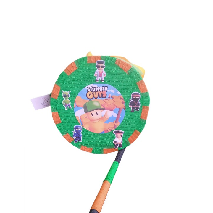 Pinata model rotund Stumble Guys, 40 cm, verde+portocaliu