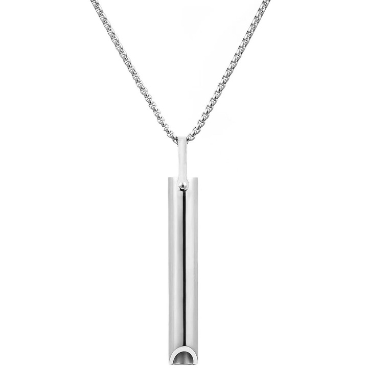 Mindfulness nyaklánc, Vaxiuja, rozsdamentes acél, Dual Flow Airway, férfiaknak és nőknek, a belső békéért, a nyugalomért és a stressz csökkentéséért, ezüst