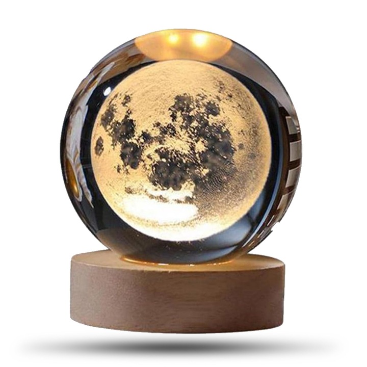 Lampa LED birou PadForce®, noptiera, Gaming, model 3D, alimentare USB - Luna